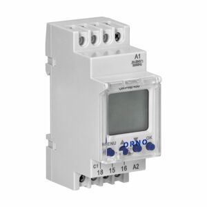 Digitálny časovač na DIN lištu, 100 programov, 1 kanál, max.16A/230V, 2 modulový