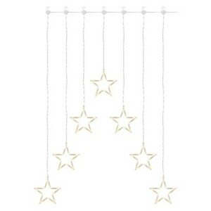 LED vianočný záves – 7 hviezd, 67x125 cm, vonkajší aj vnútorný, teplá biela