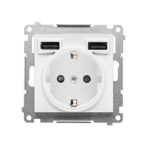 Zásuvka 2P+Z/16A/250V (PS) SCHUKO + 2xUSB biela matná SIMON55 (Simon)
