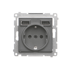 Zásuvka 2P+Z/16A/250V (PS) SCHUKO + 2xUSB sivá SIMON55 (Simon)