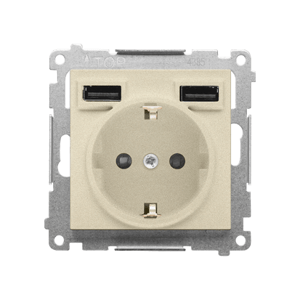 Zásuvka 2P+Z/16A/250V (PS) SCHUKO + 2xUSB šampanská matná SIMON55 (Simon)
