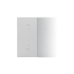 Splitted in half rocker with roller blind pictogram for electronic products; aluminum matt