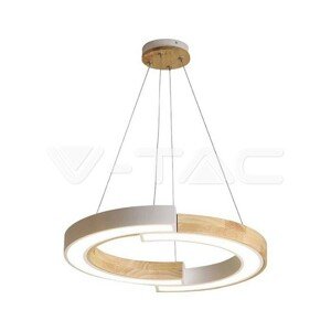 Dizajnové LED závesné svietidlo 32W 3000K 4000lm biele drevo (43*100) VT-7828 (V-TAC)
