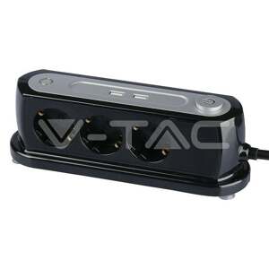 3-cestná stolová zásuvka s podsvieteným vypínačom & 2 USB porty 3G 1,5MM*1,4M VT-1133-