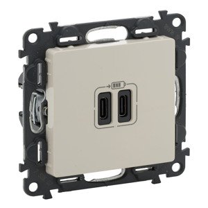 Nabíjačka 2xUSB-C 3A béžová Valena Life (Legrand)