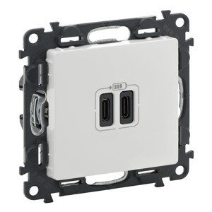 Nabíjačka 2xUSB-C 3A biela Valena Life (Legrand)