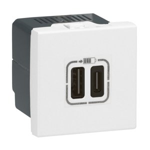 Zásuvka 1x USB-A + 1x USB-C 2M biela Mosaic (Legrand)
