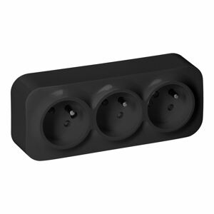 3-dielna zásuvka ToDo, 2P+E, IP20, 16A, 230V AC, čierna