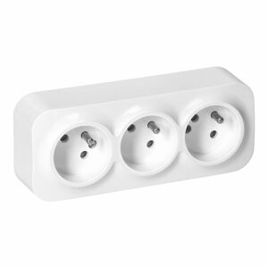 3-dielna zásuvka ToDo, 2P+E, IP20, 16A, 230V AC, biela, 10ks