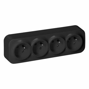 4-dielna zásuvka ToDo, 2P+E, IP20, 16A, 230V AC, čierna, 8ks