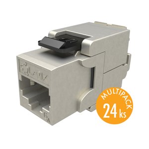 MULTIPACK 24 ks - samořezný keystone Solarix CAT6A STP SXKJ-10G-STP-BK-SA Component Level