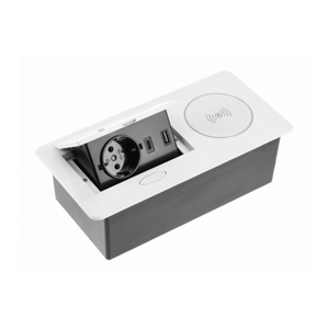 Nábytková zásuvka výklopná 3x230V hliník, schuko, USB A+C (GTV)