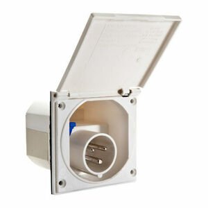 Zásuvka, prípojka 16A/230V/3P IP44 CEE17 s magnetickým zámkom, do karavanu, biela (ABL)