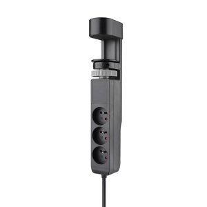 Solight 3z + USB A+C blok zásuviek na stôl, 2m, čierny, USB 20W PD