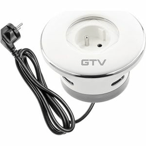 Nábytková zásuvka zapustená 1x230V biela 1,5m kábel (GTV)