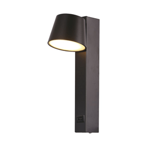 7W LED nástenné svietidlo s USB 3000K akrylová čierna 900lm VT-10111 (V-TAC)