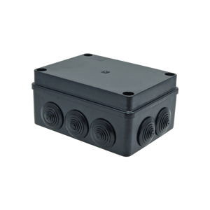 Krabica inštalačná S-BOX 306C 150x110x70 čierna IP65 s vývodkami (PAWBOL)