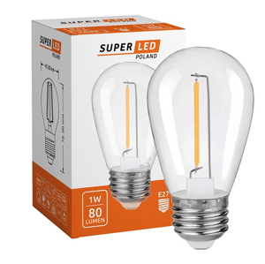Žiarovka LED Filament E27 1W, 2700K, 80lm, G45