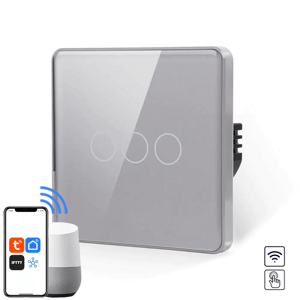 Revolo Touch WiFi dotykový vypínač č.5 (3 okruhy) - Strieborný zaoblený