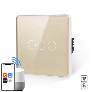 Revolo Touch WiFi dotykový vypínač č.5 trojokruhový (L+N) - Zlatý zaoblený