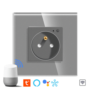 Revolo Touch WiFi elektrická zásuvka 16A typu FR - Strieborná
