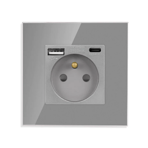 Revolo Touch elektrická zásuvka FR s USB A+C / 20W Fast charging – Strieborná