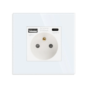 Revolo Touch elektrická zásuvka FR s USB A+C / 20W Fast charging – Biela