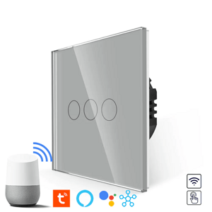 Revolo Touch WiFi dotykový vypínač č.5 (3 okruhy) - Strieborný