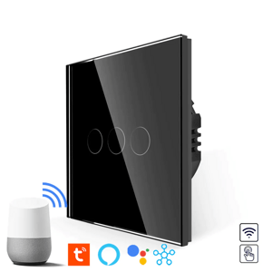 Revolo Touch WiFi dotykový vypínač č.5 (3 okruhy) - Čierny