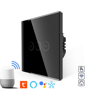 Revolo Touch WiFi dotykový stmievač trojtlačidlový č.1 - Čierny