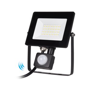 LED reflektor s PIR snímačom pohybu 30W 2400lm IP44 6000K, Alu+glass