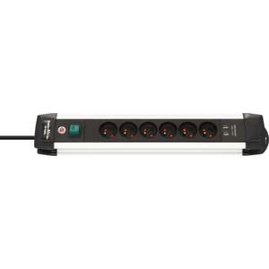 Premium-Alu-Line Zásuvková lišta s funkciou nabíjania USB 6-cestná 3m H05VV (Brennenstuhl)