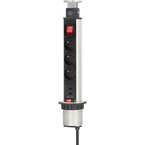 Tower Power Stolní zásuvková lišta  3-násobna s USB nabíjačkou 2m H05VV-F 3 (Brennenstuhl)