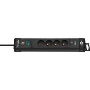 Premium-Line Napájacia lišta 4 zásuvky s vypínačom+USB 3,1A čierna 3m H05VV (Brennenstuhl)