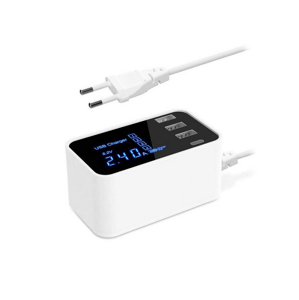 Adaptér, nabíjačka YC-CDA30, 4xUSB, 5V max 2,4A s displejom  (Hadex)