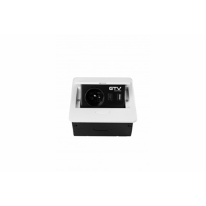 Nábytková zásuvka výsuvná, 1x230V+2xUSB A+C, 1,5m prívodný kábel, biela (GTV)