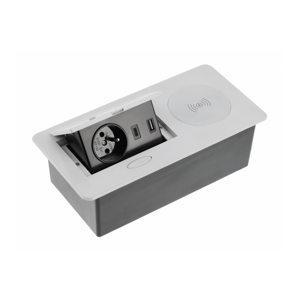 Nábytková zásuvka výsuvná,PLUS  1x230V+2xUSB A+C, nab. 5W  1,5m  kábel, strieborná (GTV)