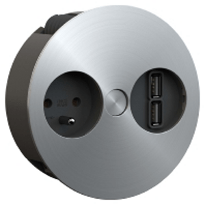 Zásuvka 1x 230V, 2x USB (max. 3,1A) zapustená, nerez, Twist (BACHMANN)