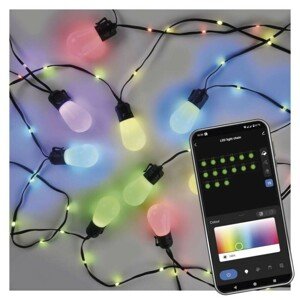 GoSmart LED svetelný reťazec – 15× párty žiarovky, 15 m, vonkajšie aj vnútorné, RGB, WiFi
