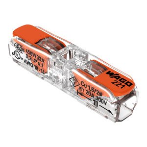 WAGO 1-wire clamp splicing connector, double-side,221-2411, 0,2-4,00mm2,10 pcs