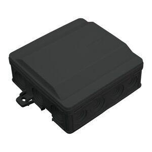 Rozvodná krabica s elastickými uzatváracími otvormi 90 x 90 mm, klikacie, IP54, čierna