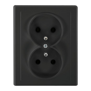 Dvojitá zapustená zásuvka 2x2P+E Malta 16A, 250V, PT-6M, matná čierna