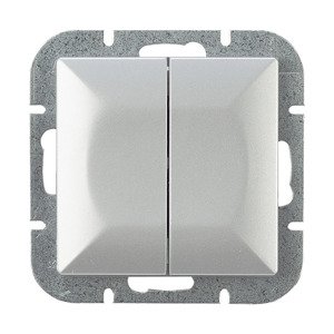 Dvojtlačidlový spínač pod omietku Pearl, 10A, 250V, WP-2P, strieborný