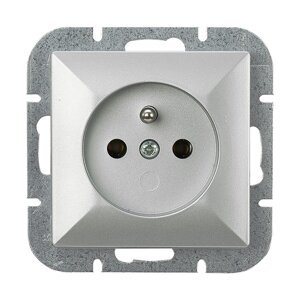 Zapustená jednoduchá zásuvka 2P+E Pearl, 16A, 250V, PT-16P, strieborná