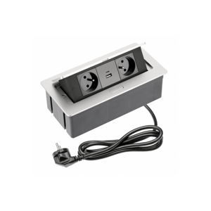 Zásuvka na nábytok SOFT 2x zásuvka s uzemnením, USB A+C, napájací kábel so zástrčkou (GTV)