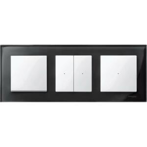 Rámček 3-násobný sklo čierna ónyxová Merten M-Elegance Onyx Black (Schneider)
