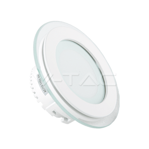 Mini LED panel okrúhly Glass zapustený 6W, 6400K, 420lm, VT-602G (V-TAC)