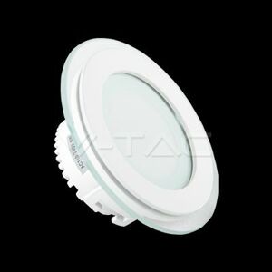 Mini LED panel okrúhly Glass zapustený 6W, 3000K, 420lm, VT-602G (V-TAC)