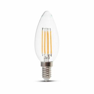 Žiarovka sviečková LED Filament E14 4W, 2700K, 320lm, stmievateľná, VT-1986D (V-TAC)