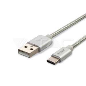 USB Kábel Platinum Series USB-C 1m, strieborný VT-5334 (V-TAC)
